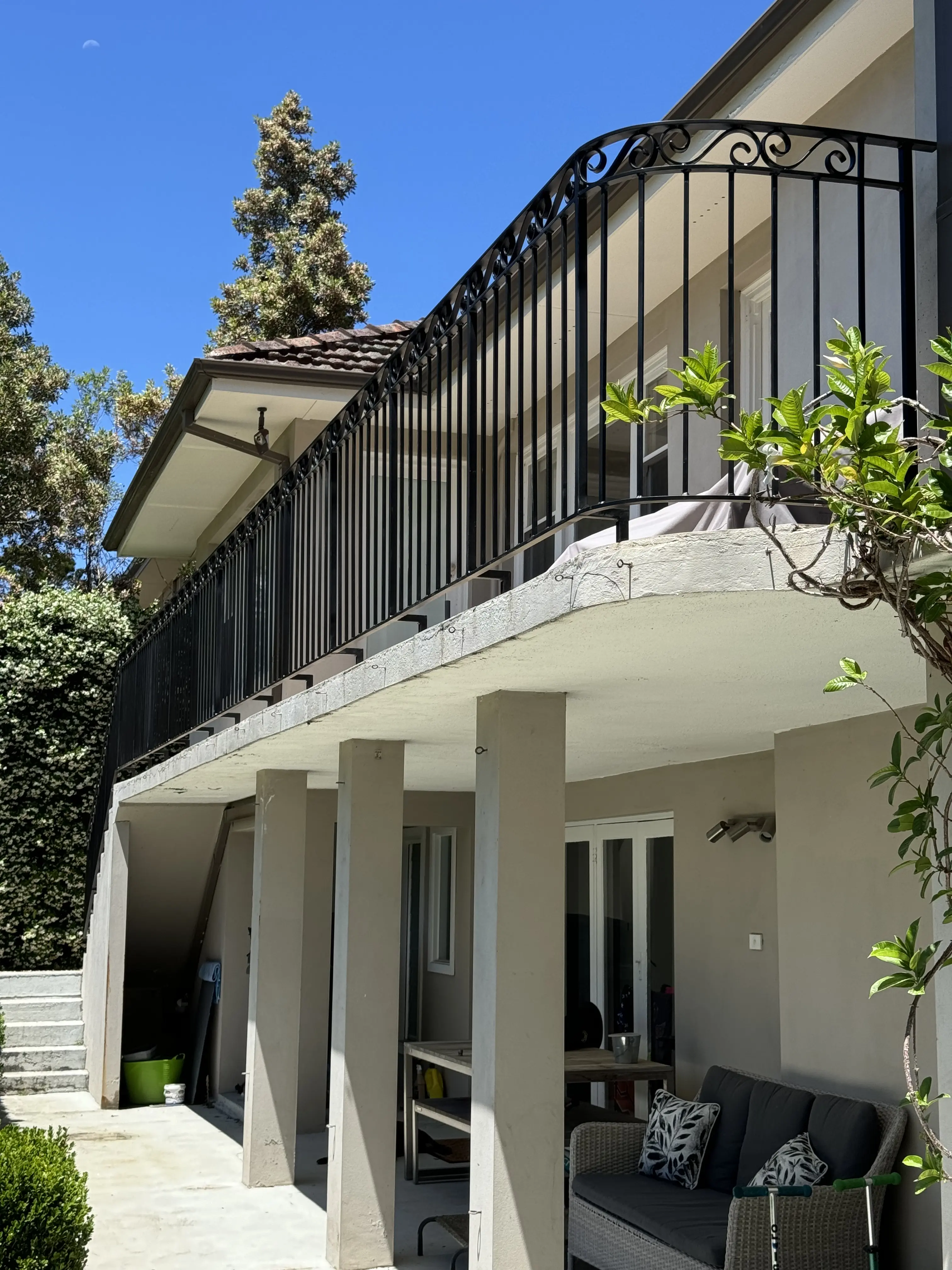 External wrought iron balustrade Turramurra