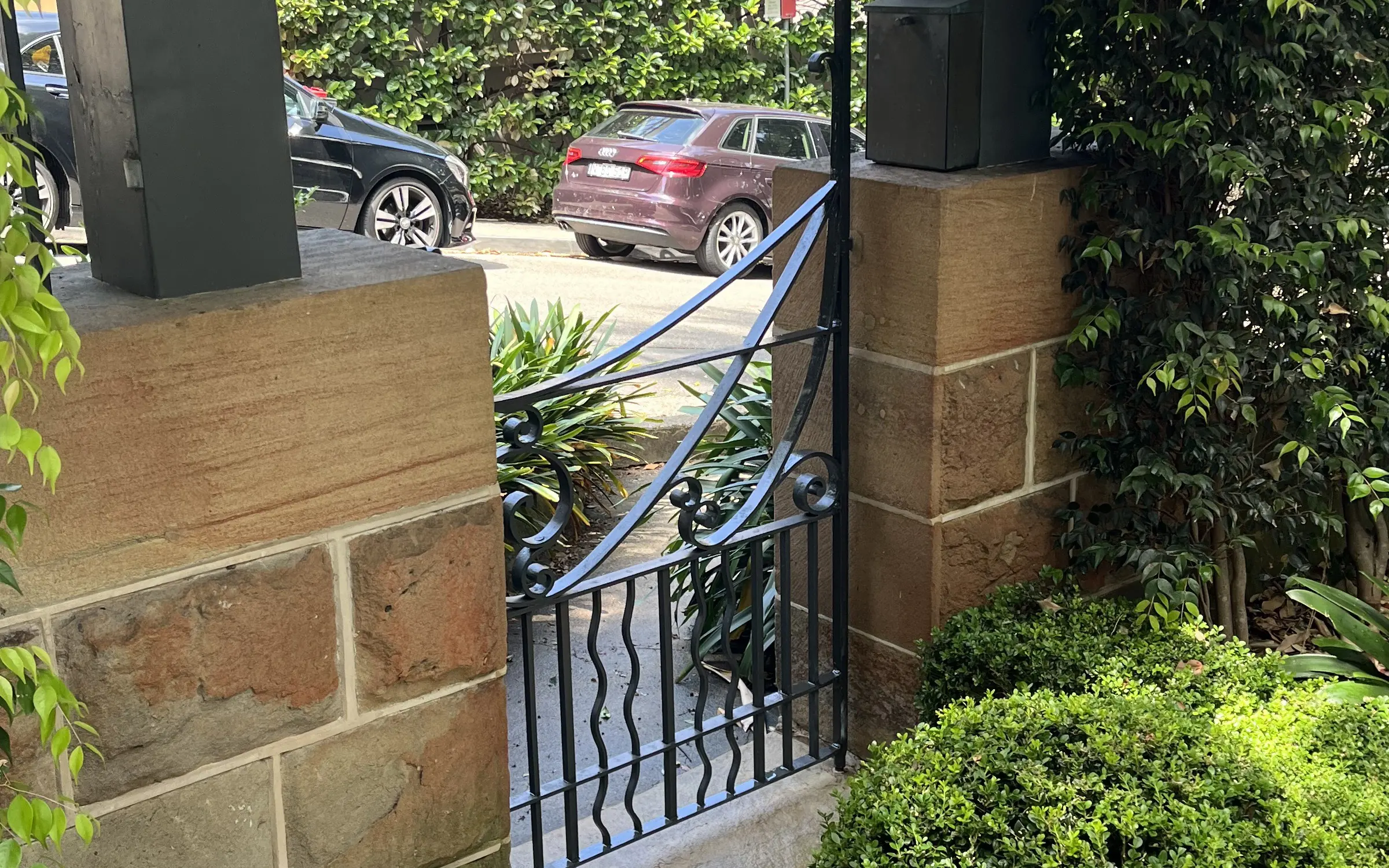Custom wrought iron pedestrian gate, Sydney Eastern Suburbs